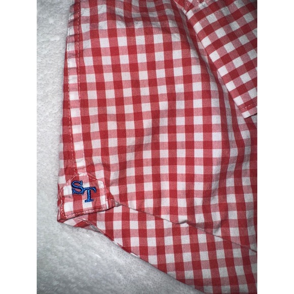 Southern Tide Mens Coral White Gingham Classic Fit Button Down Shirt Size M - Picture 5 of 9